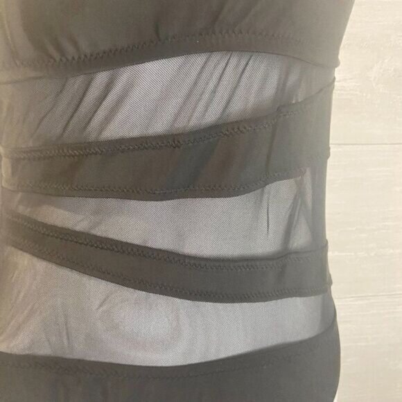 Women's One Piece Swimsuit Mesh‎ Front Asymmetrical One Shoulder Long - Picture 6 of 8